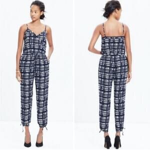 Madewell Brushstroke Plaid Faux Wrap Cami Jumpsuit Size small